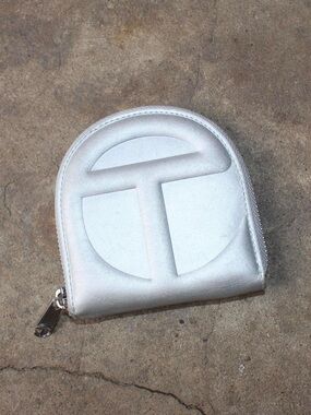 TELFAR Metallic Silver Leather Cardholder Zip Wallet